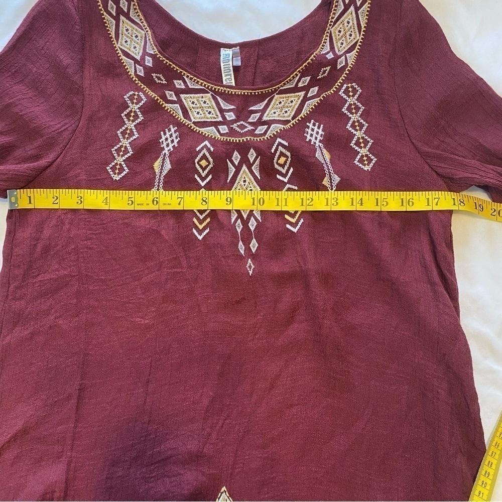 Monoreno Tunic Dress Boho Top Burgundy Non Iron M - Picture 13 of 13